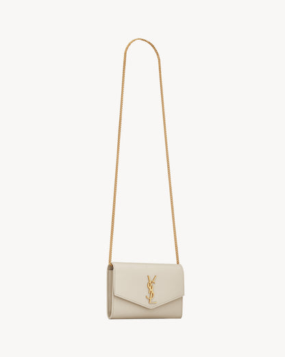 UPTOWN CHAIN WALLET IN GRAIN DE POUDRE EMBOSSED LEATHER