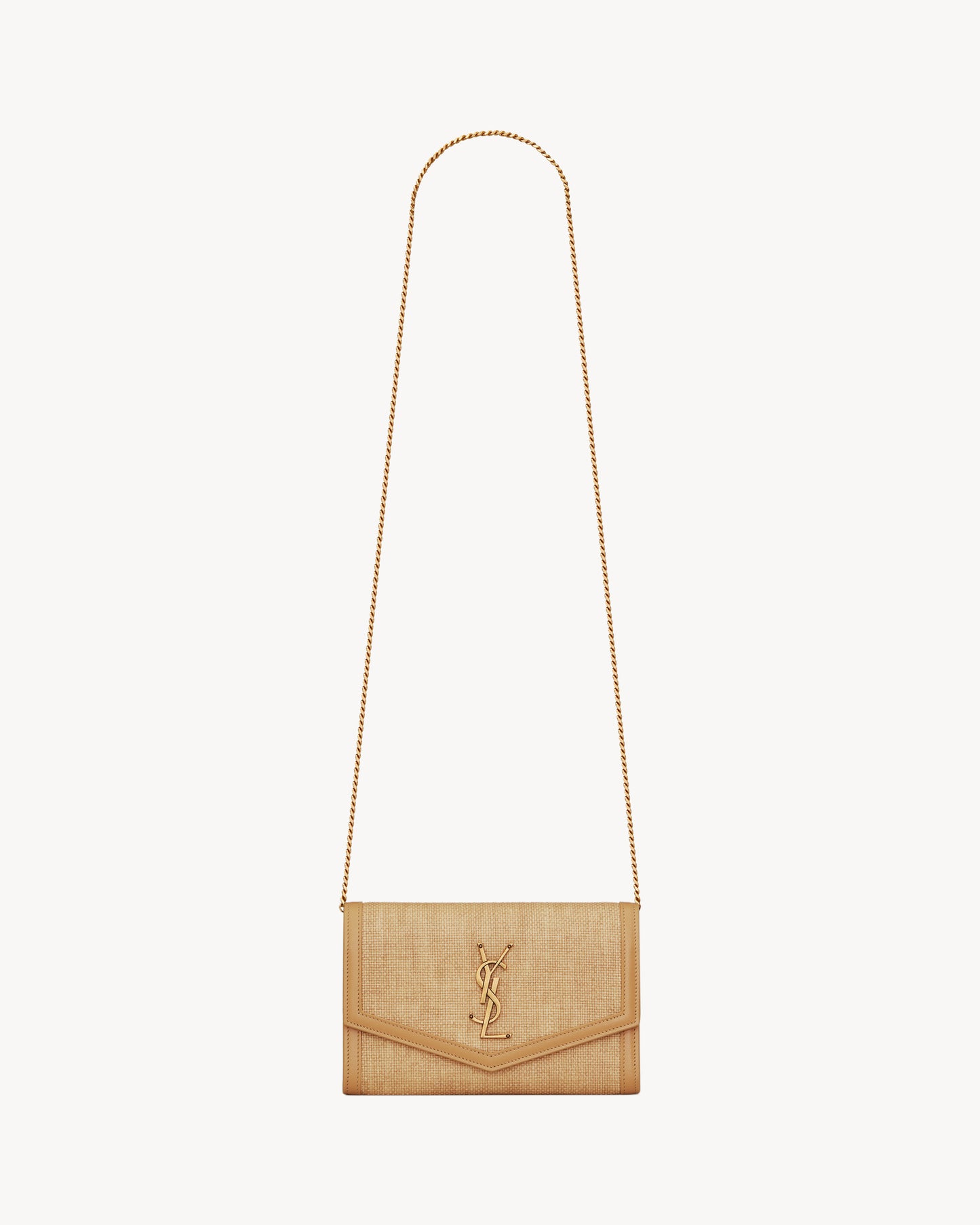 UPTOWN chain wallet in micro raffia