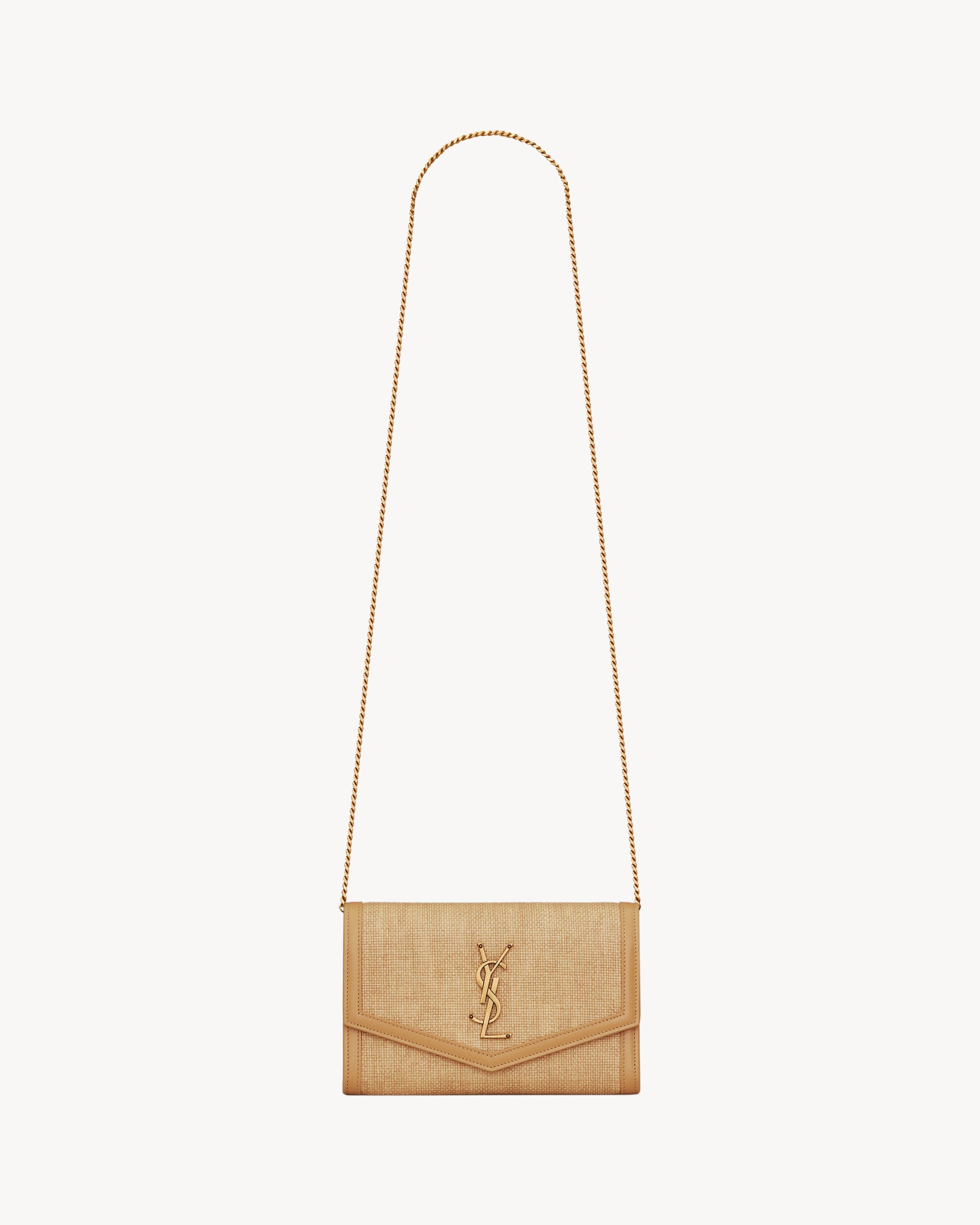 UPTOWN chain wallet in micro raffia