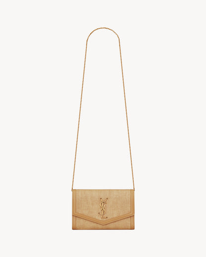 UPTOWN chain wallet in micro raffia
