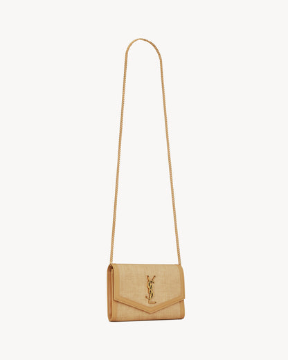 UPTOWN chain wallet in micro raffia