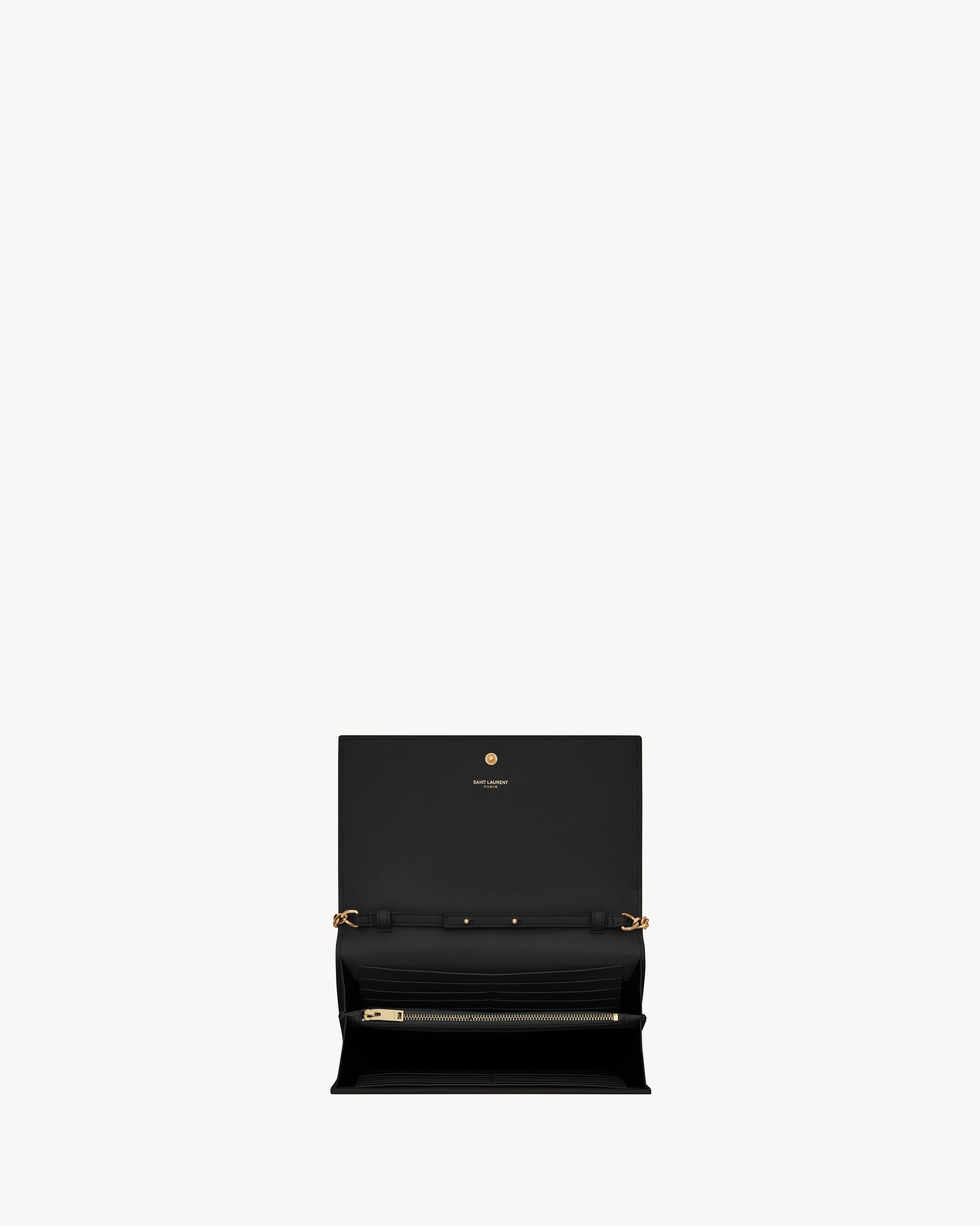 CASSANDRE chain wallet in crocodile-embossed shiny leather