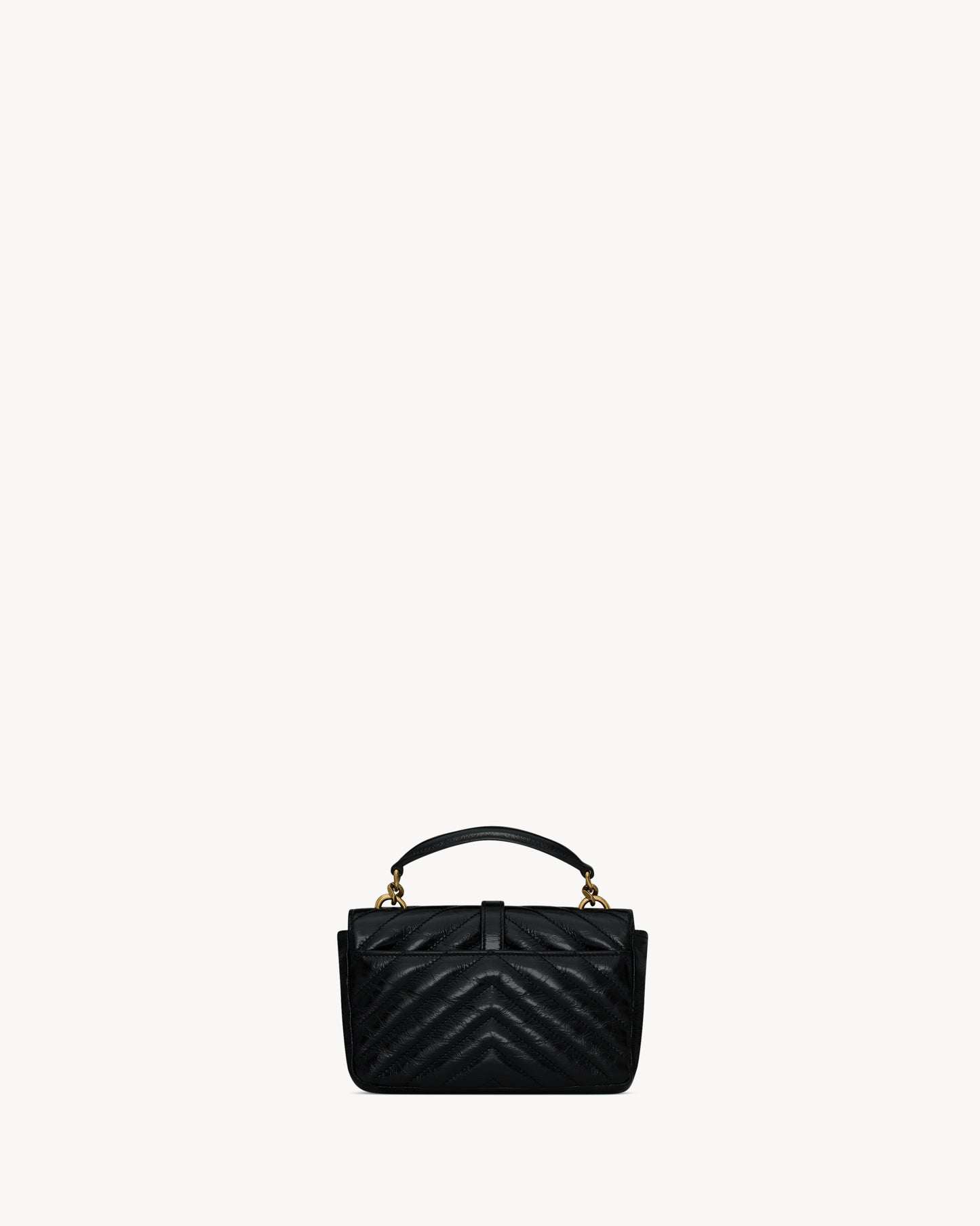COLLEGE mini chain bag in shiny crackled leather