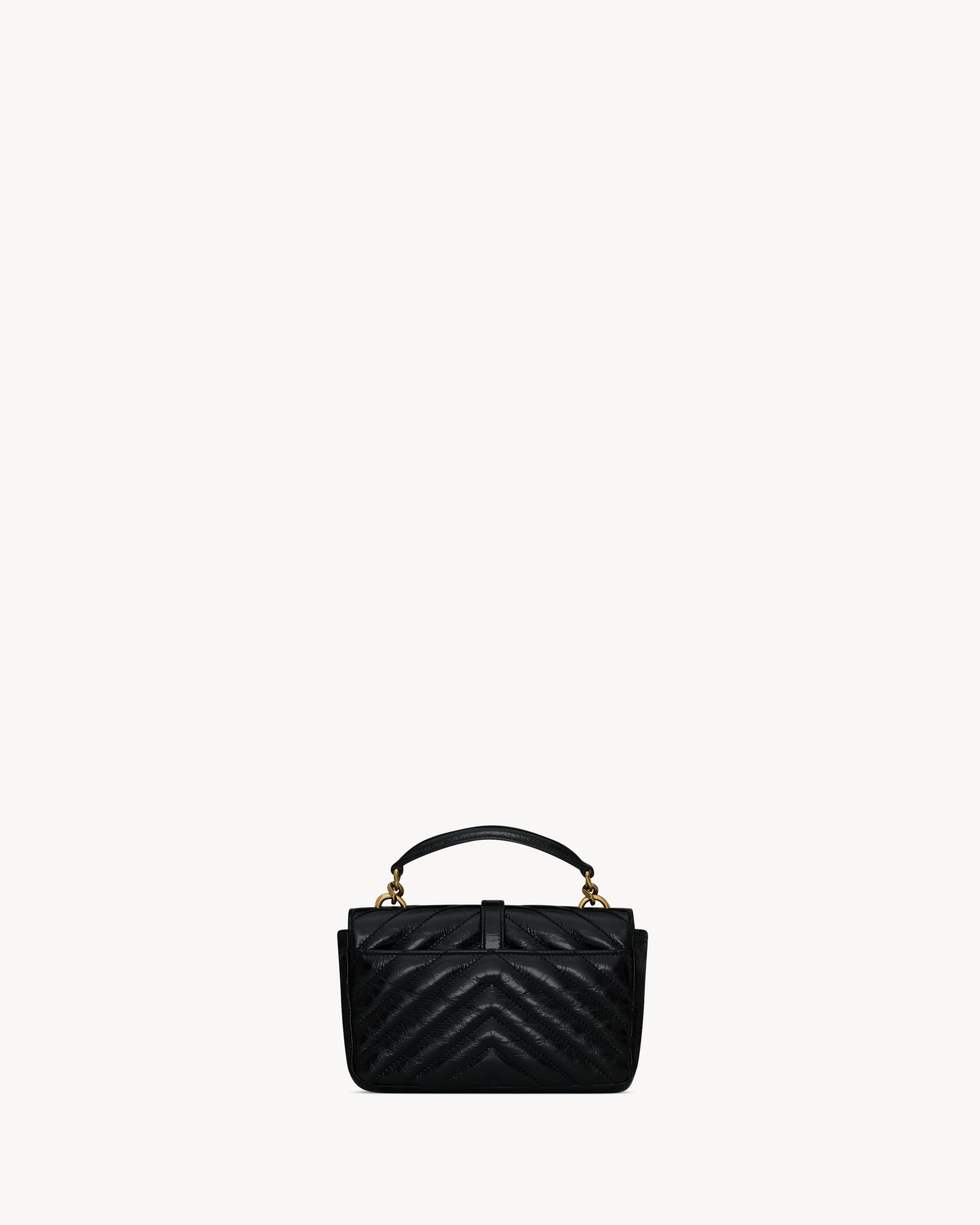 COLLEGE mini chain bag in shiny crackled leather
