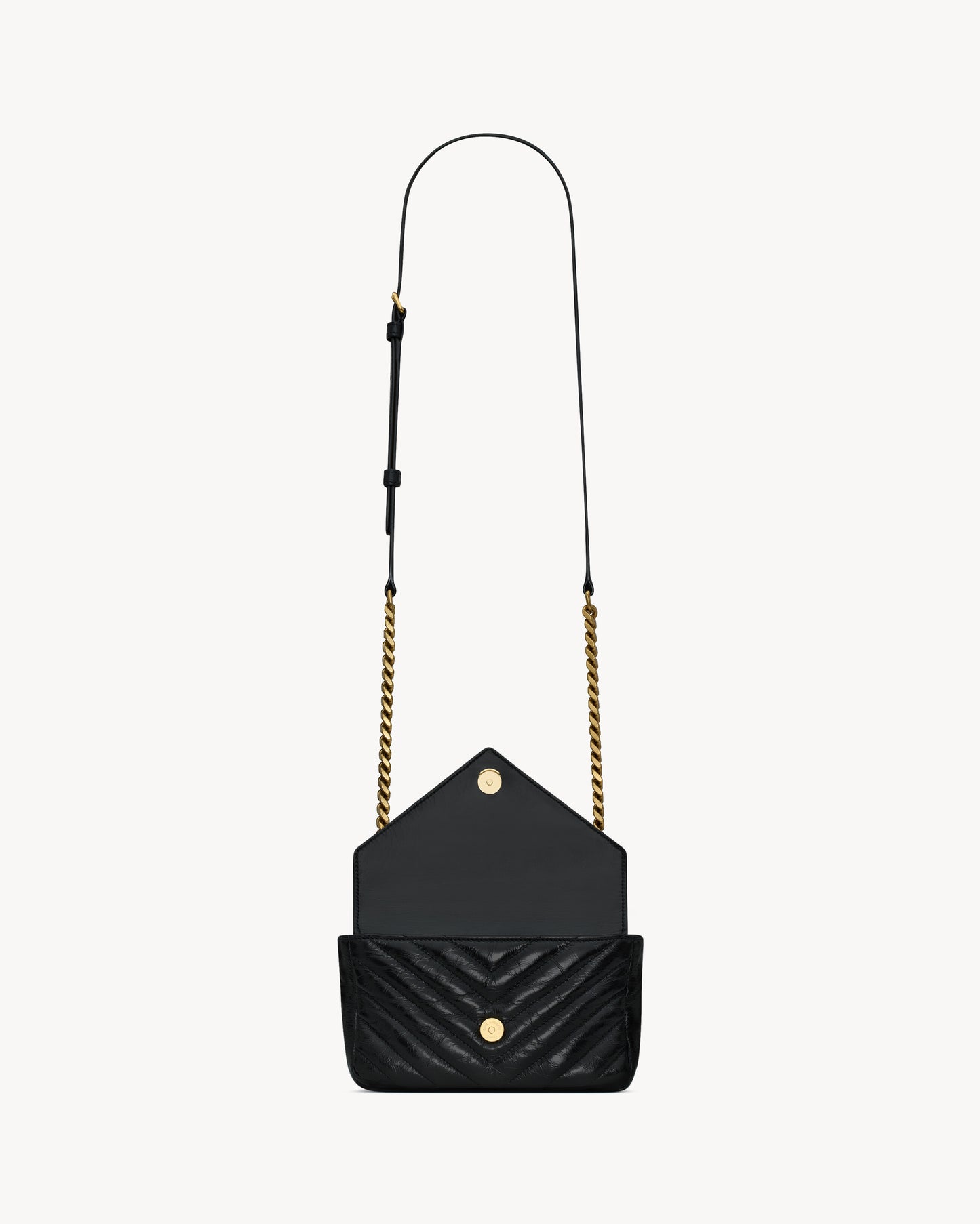 COLLEGE mini chain bag in shiny crackled leather