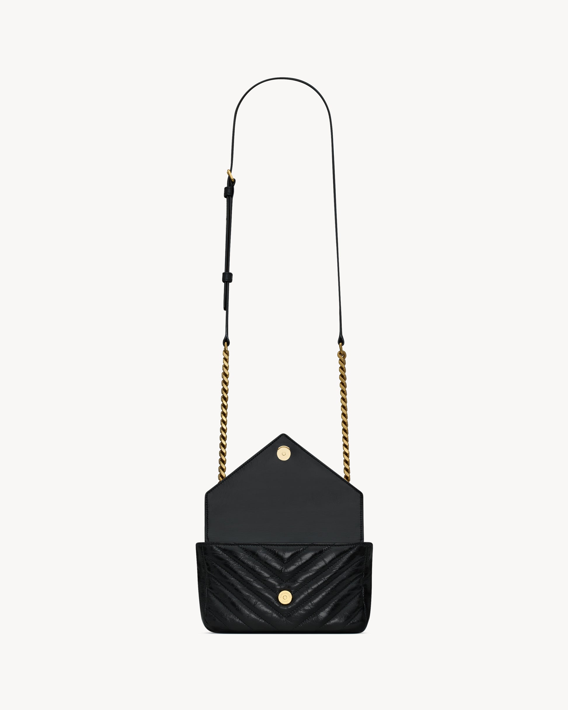 COLLEGE mini chain bag in shiny crackled leather