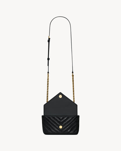 COLLEGE mini chain bag in shiny crackled leather