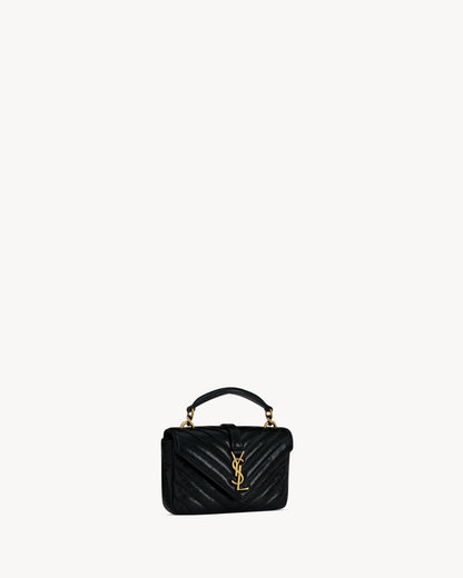 COLLEGE mini chain bag in shiny crackled leather