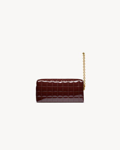 CASSANDRE MATELASSÉ CARRÉ pouch on chain in shiny canvas