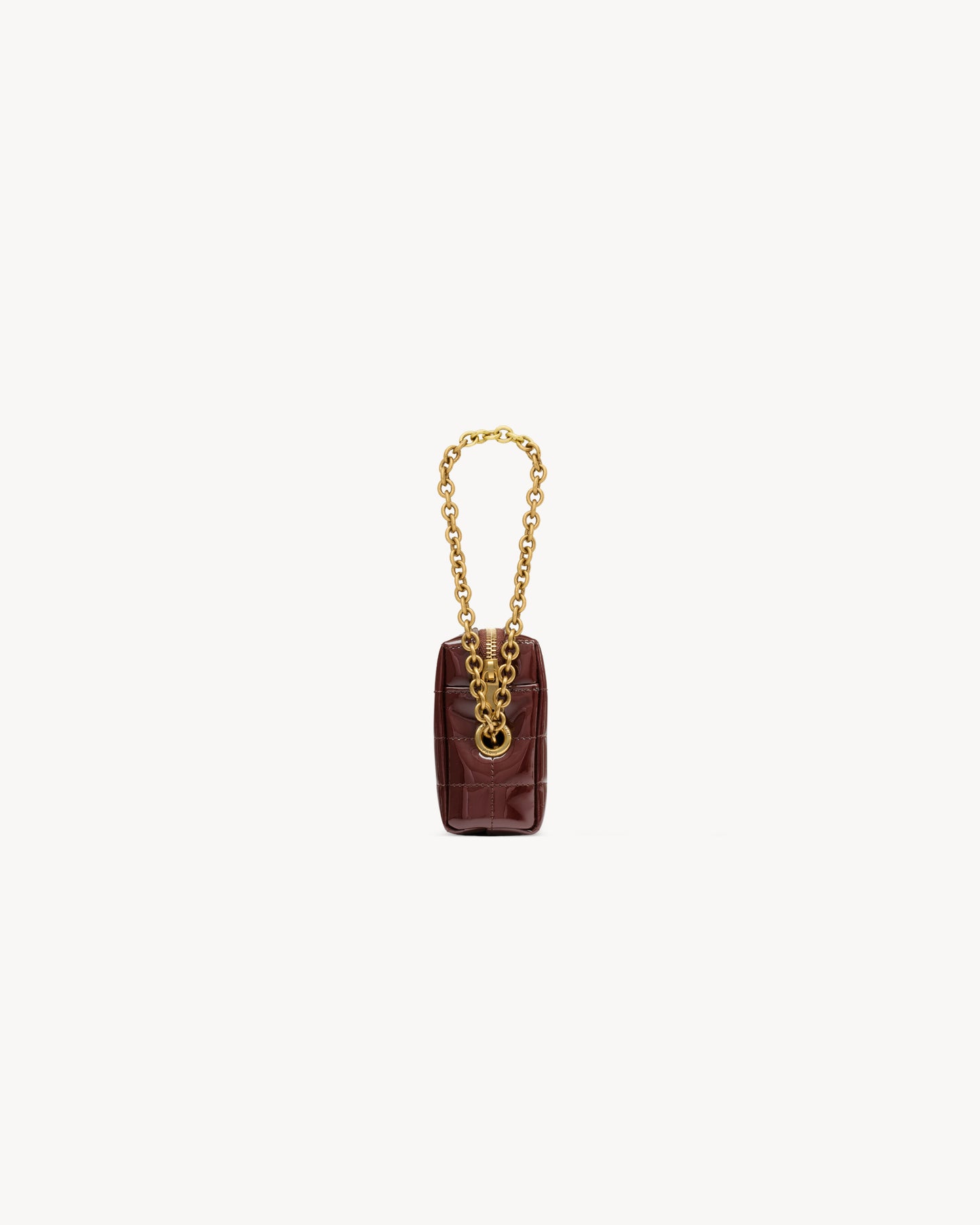 CASSANDRE MATELASSÉ CARRÉ pouch on chain in shiny canvas