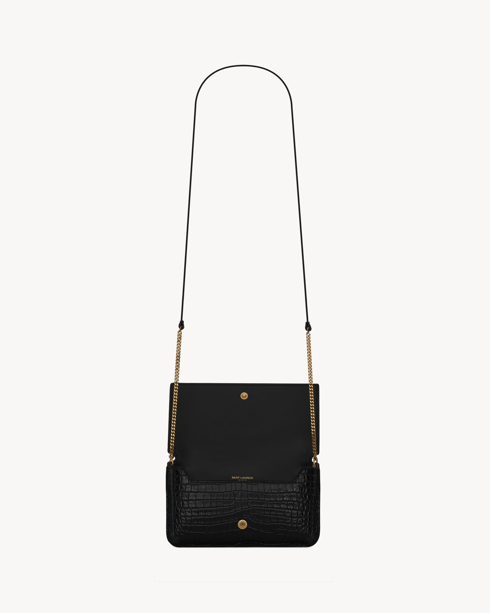 CASSANDRE phone holder in SHINY crocodile-embossed leather