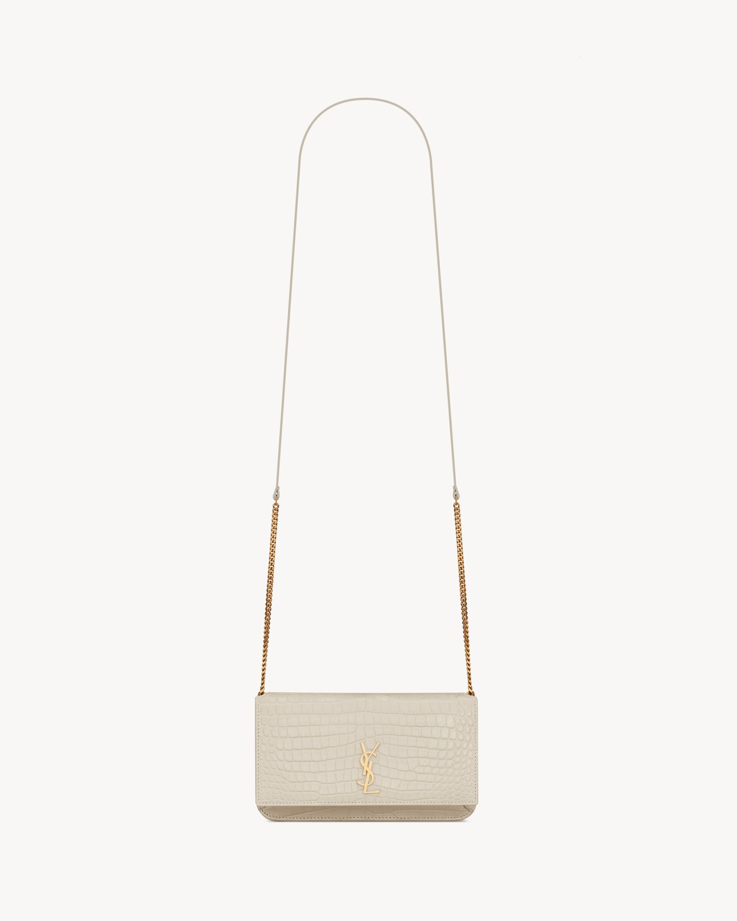 CASSANDRE phone holder in SHINY crocodile-embossed leather