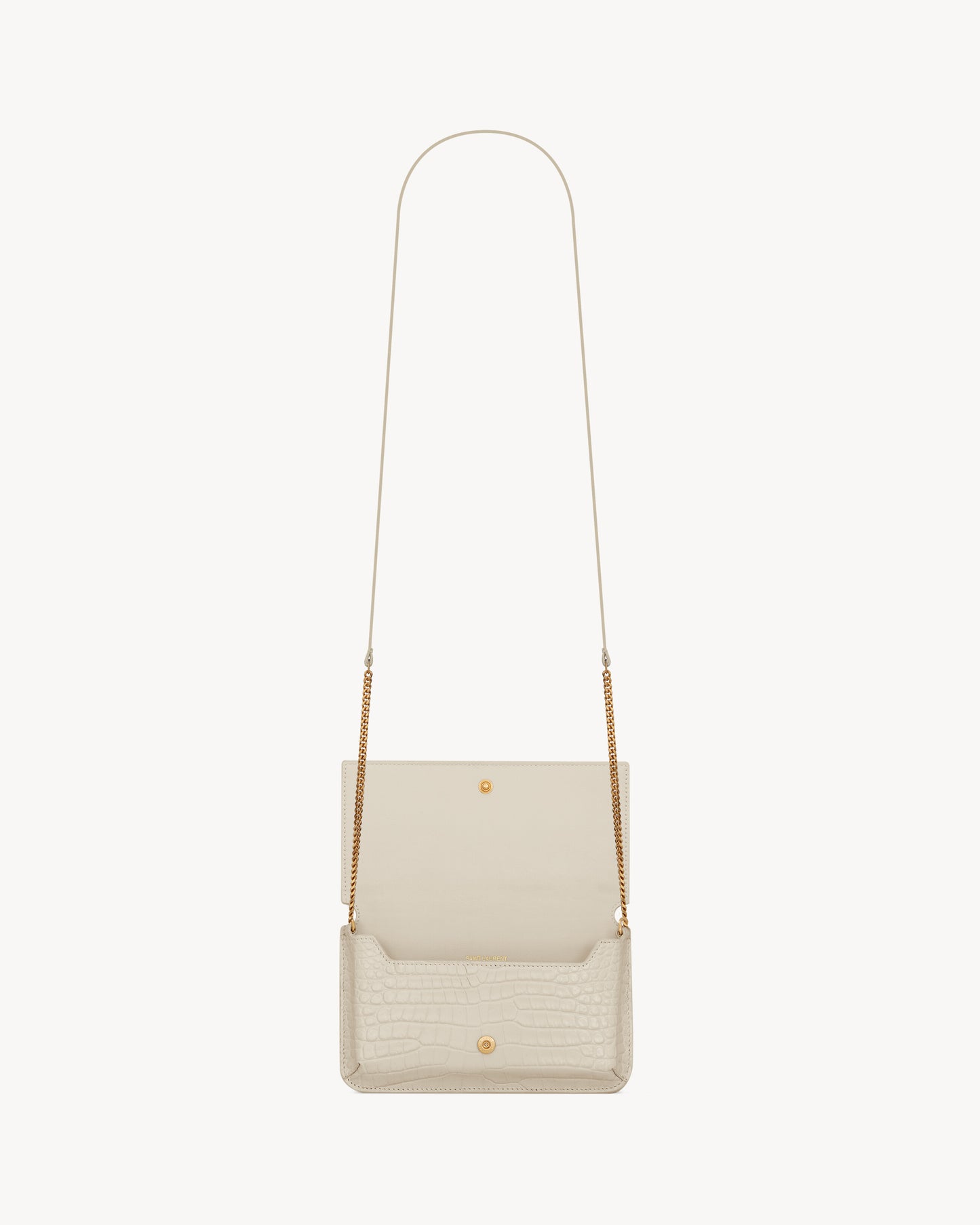 CASSANDRE phone holder in SHINY crocodile-embossed leather