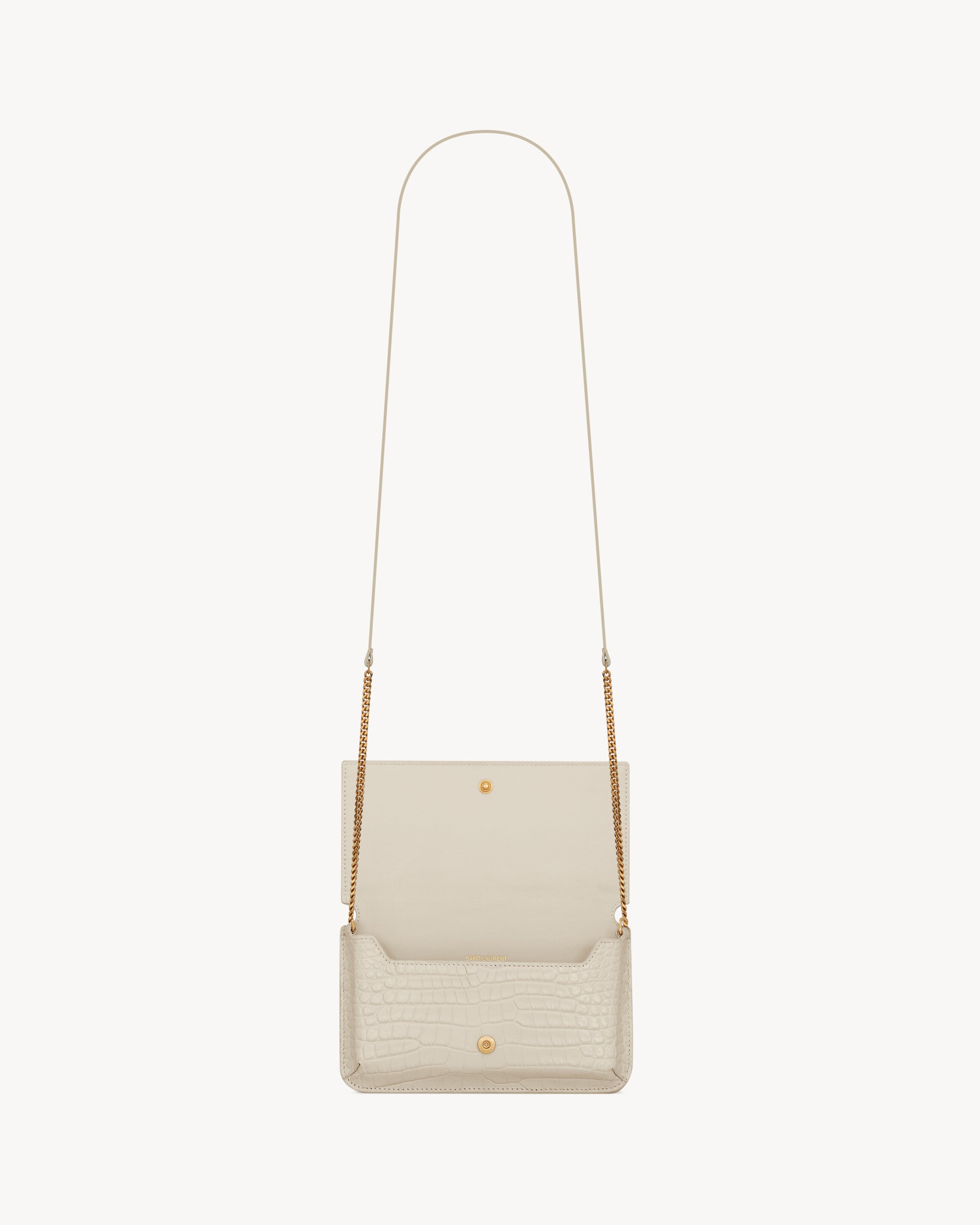 CASSANDRE phone holder in SHINY crocodile-embossed leather