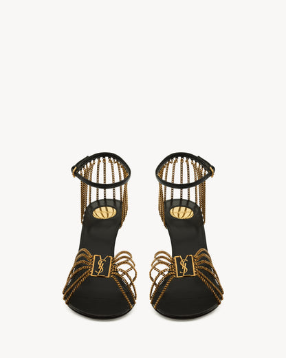 BABYLONE sandals in smooth leather and metal
