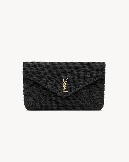 CASSANDRE large envelope pouch in raffia