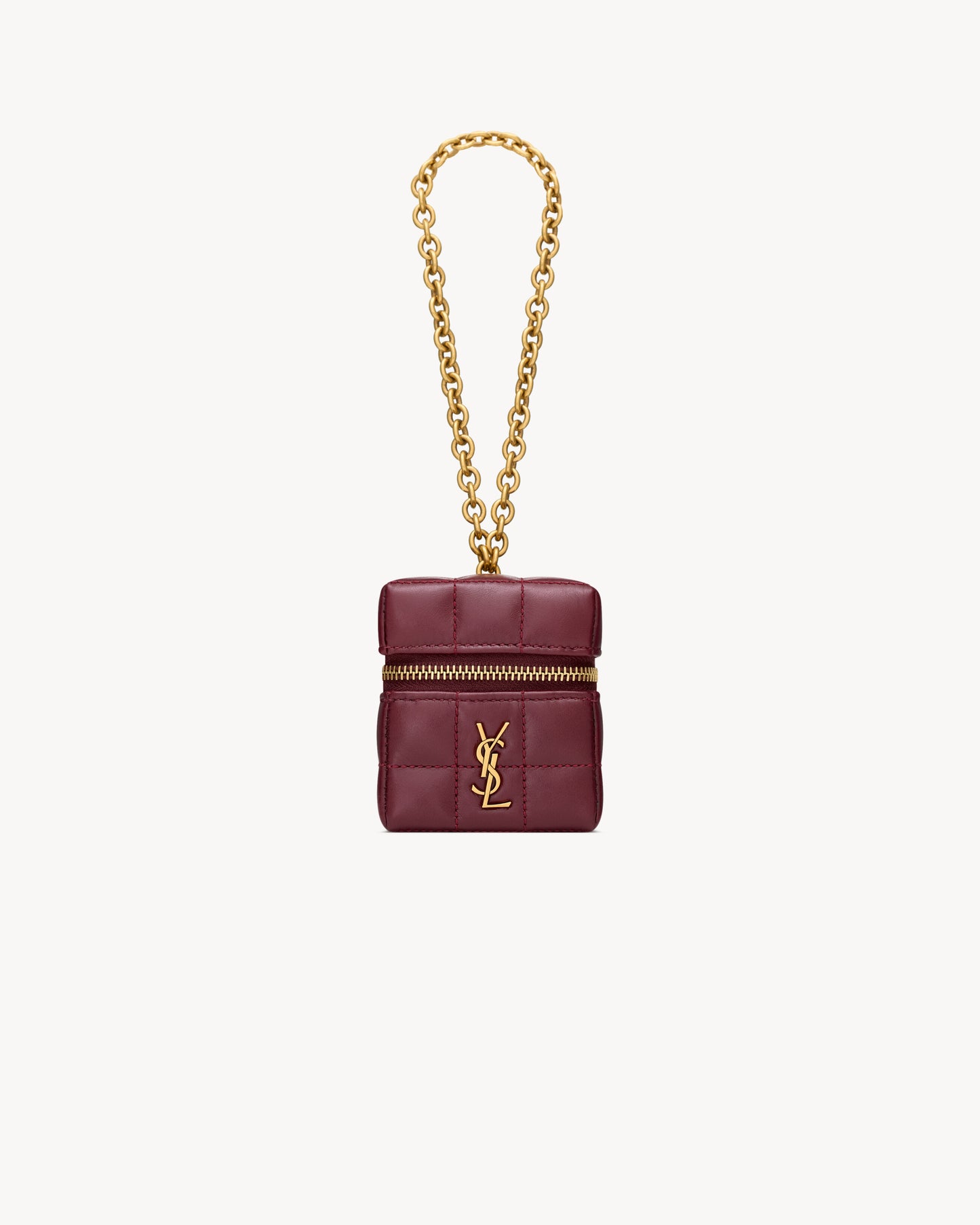 CASSANDRE MATELASSÉ CARRÉ mini cube on chain in shiny leather