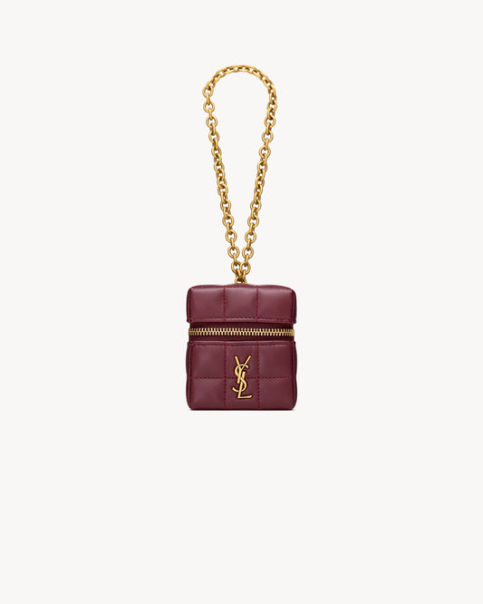 CASSANDRE MATELASSÉ CARRÉ mini cube on chain in shiny leather