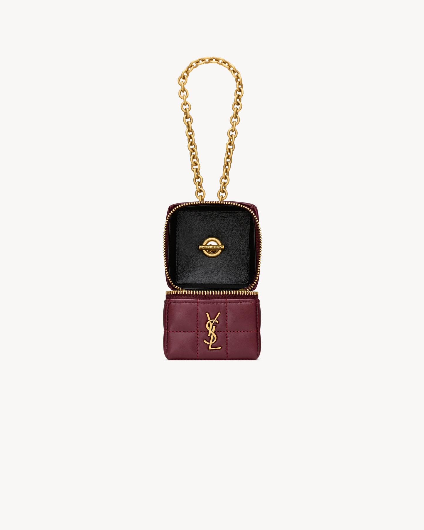 CASSANDRE MATELASSÉ CARRÉ mini cube on chain in shiny leather