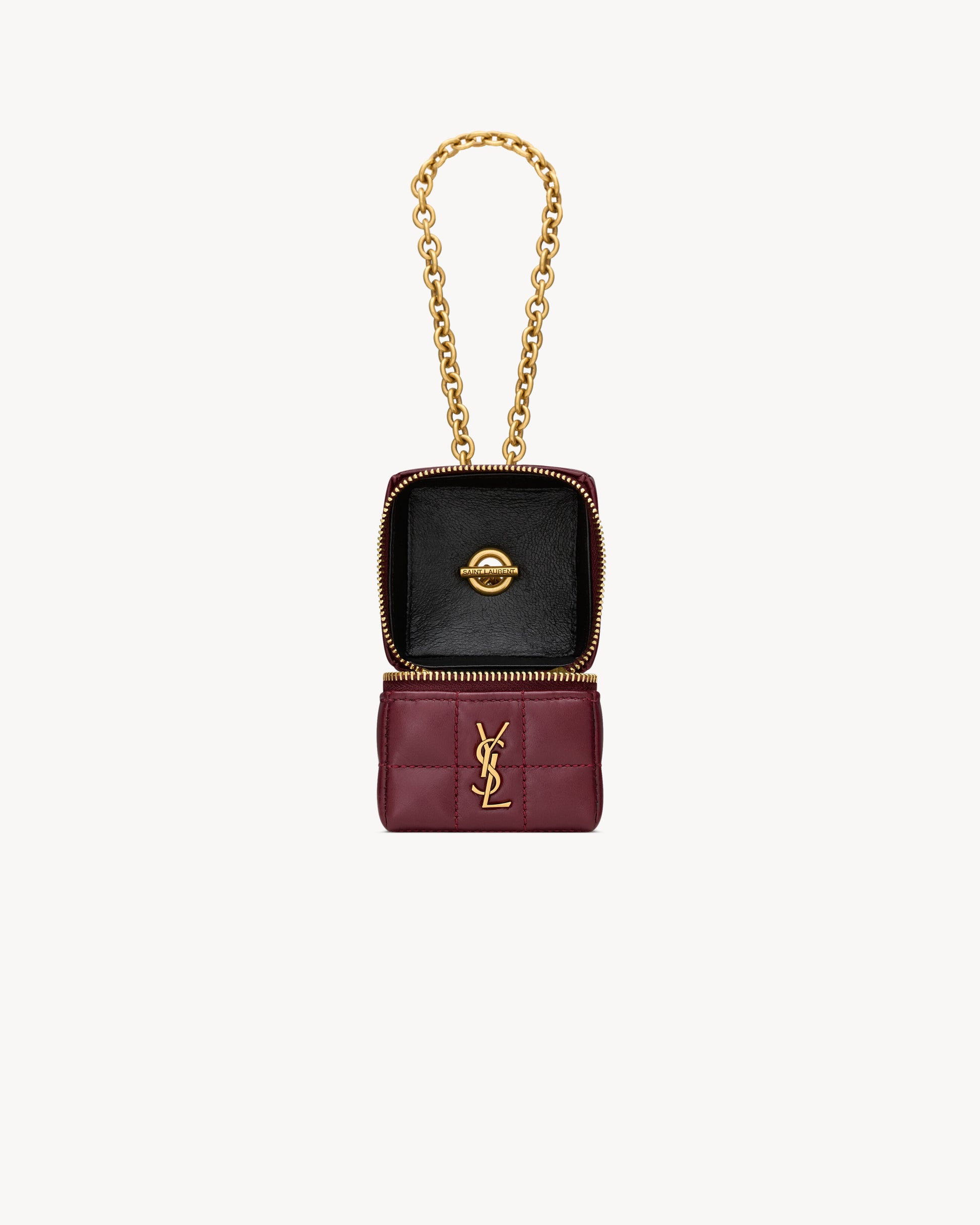 CASSANDRE MATELASSÉ CARRÉ mini cube on chain in shiny leather