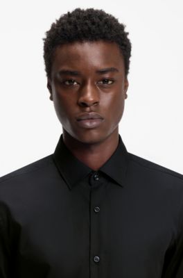 Slim-fit shirt in easy-iron cotton poplin