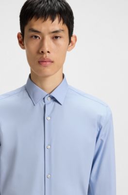 Slim-fit shirt in easy-iron cotton poplin
