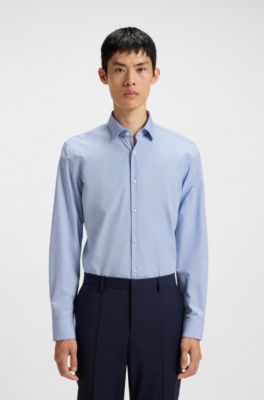 Slim-fit shirt in easy-iron cotton poplin