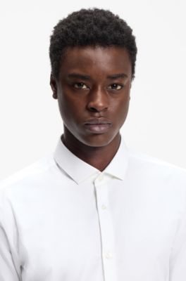 Extra-slim-fit shirt in cotton poplin with spread collar