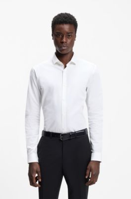 Extra-slim-fit shirt in cotton poplin with spread collar