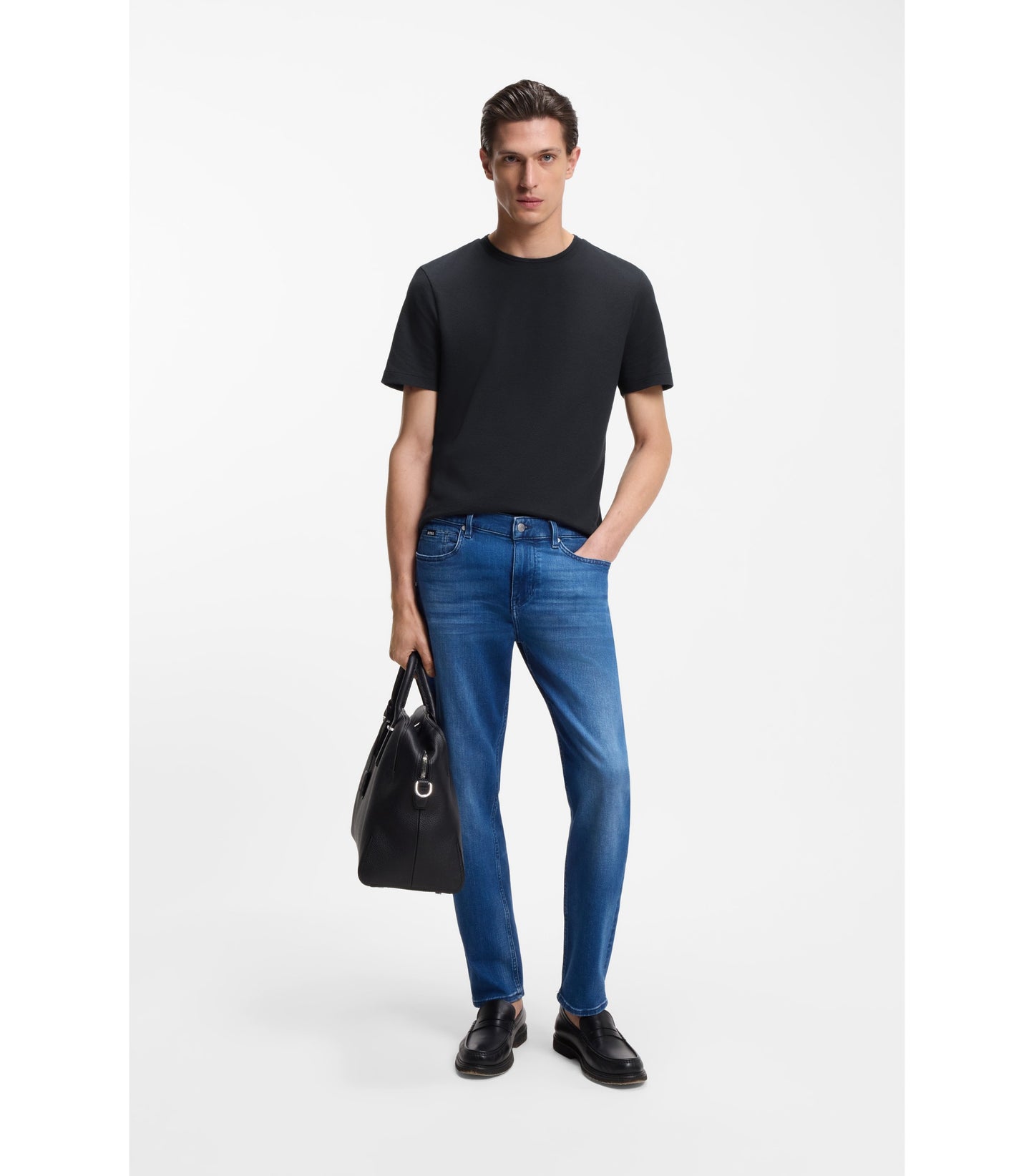 Cotton-blend T-shirt with bubble-jacquard structure