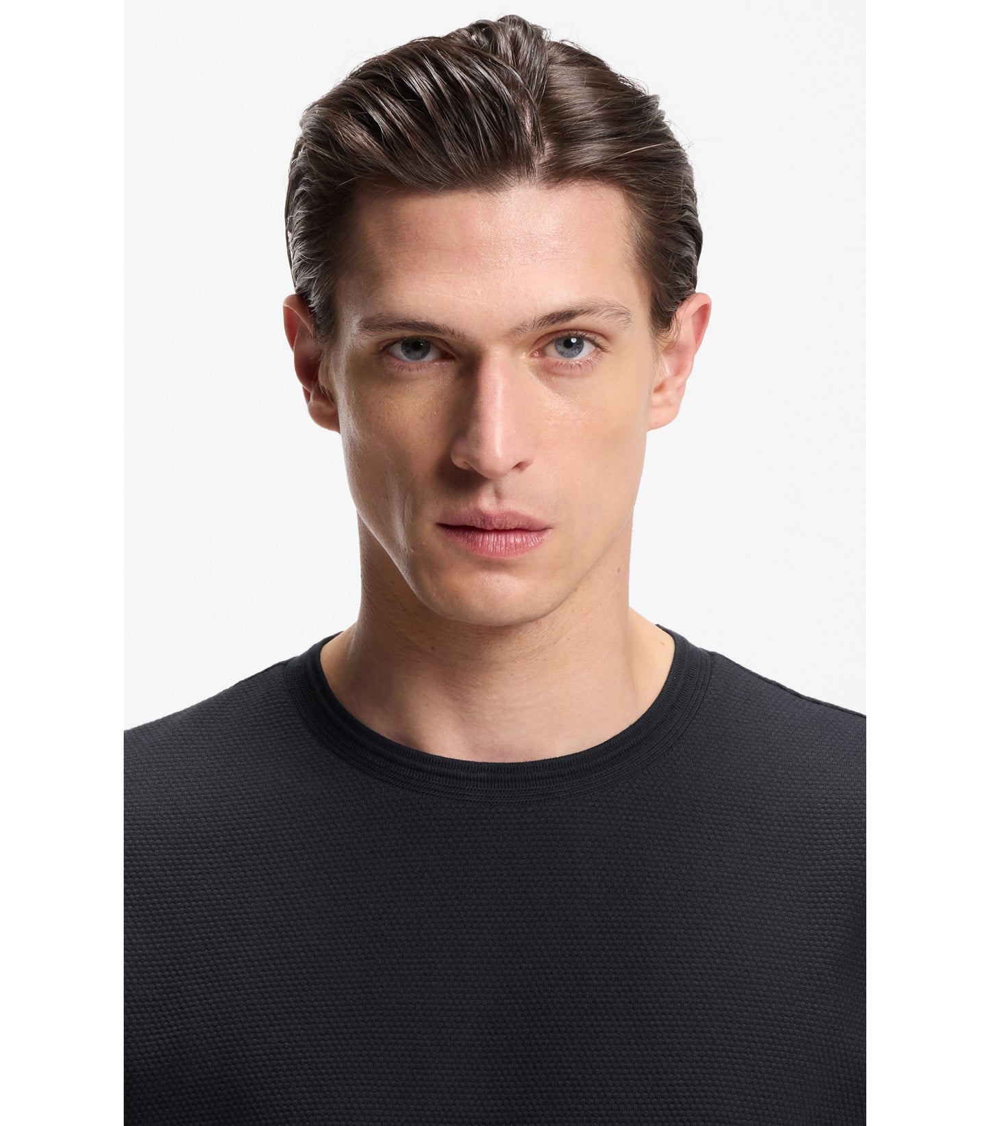 Cotton-blend T-shirt with bubble-jacquard structure