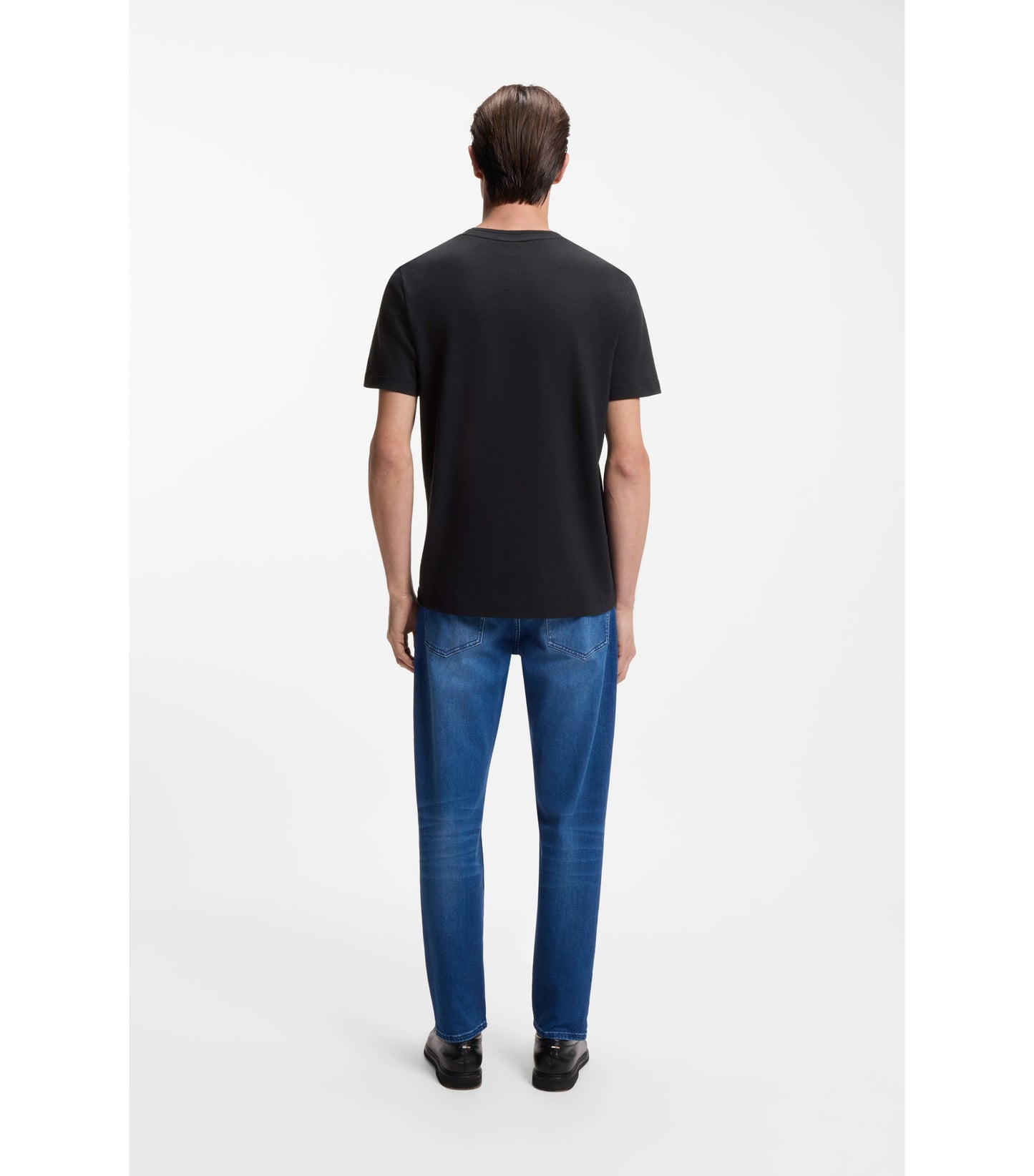 Cotton-blend T-shirt with bubble-jacquard structure