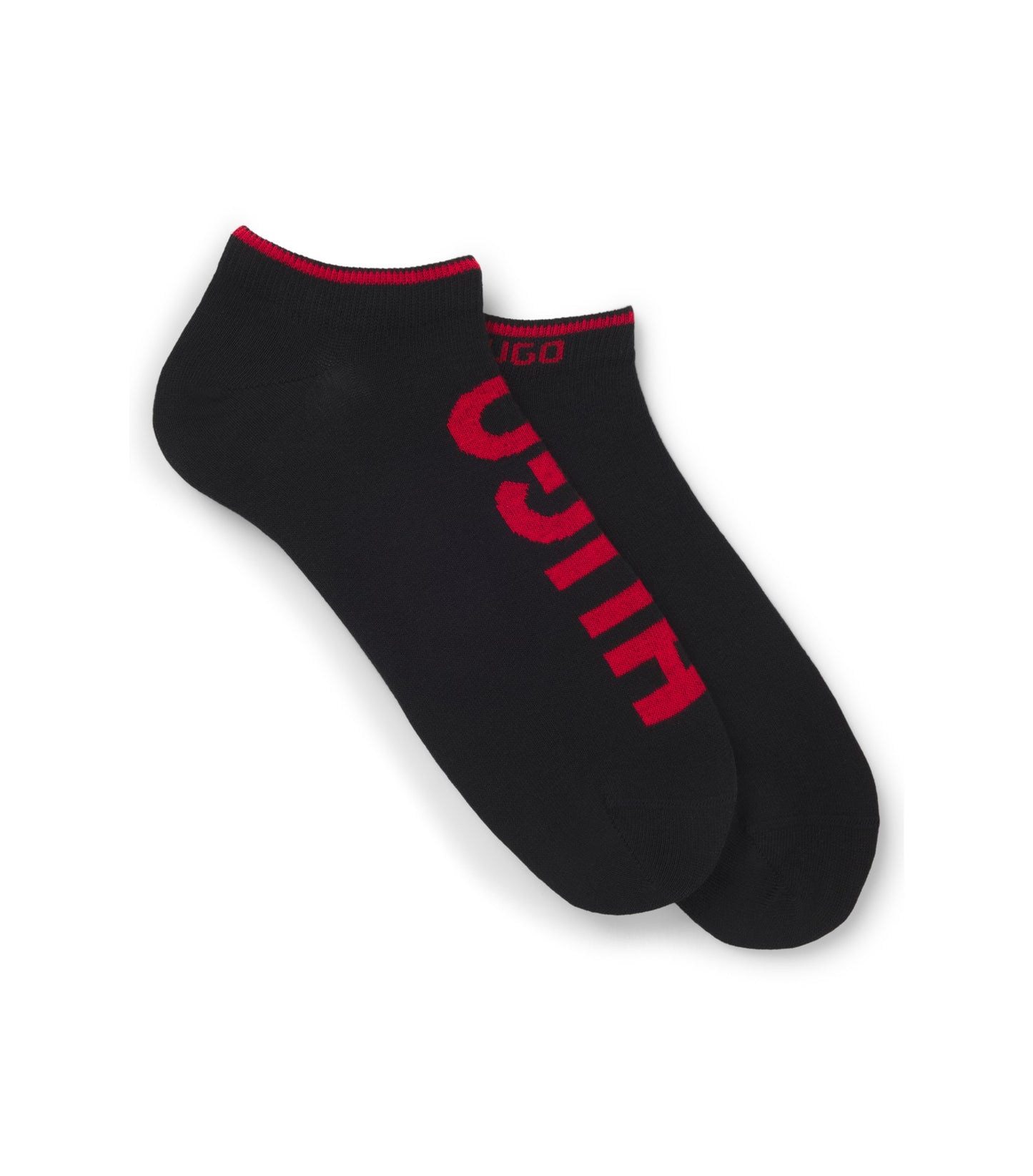 Two-pack of cotton-blend ankle socks with logos