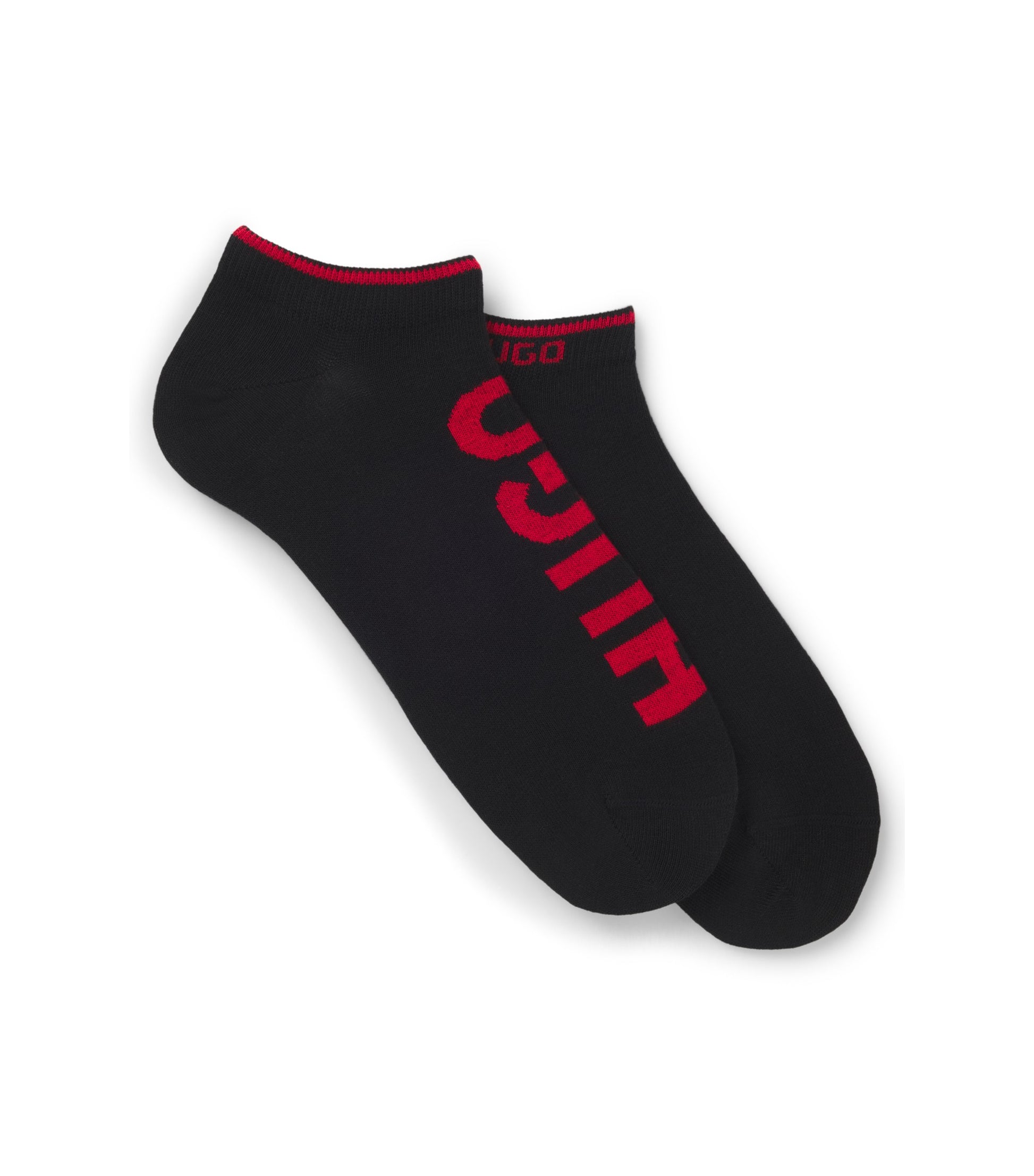 Two-pack of cotton-blend ankle socks with logos