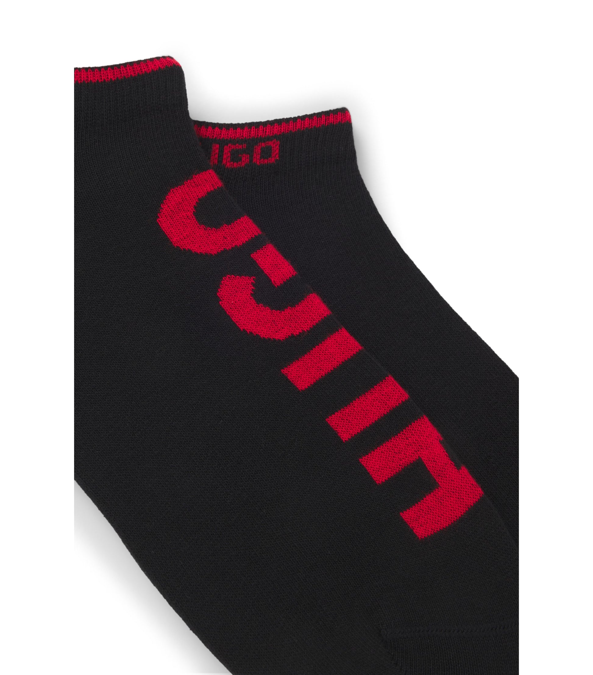 Two-pack of cotton-blend ankle socks with logos