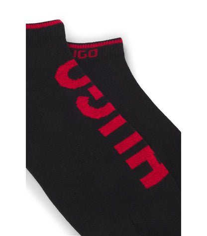 Two-pack of cotton-blend ankle socks with logos