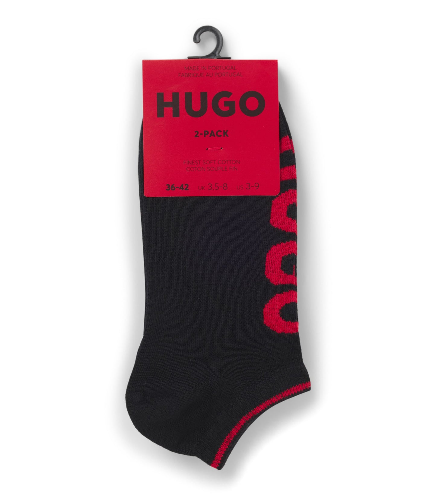 Two-pack of cotton-blend ankle socks with logos