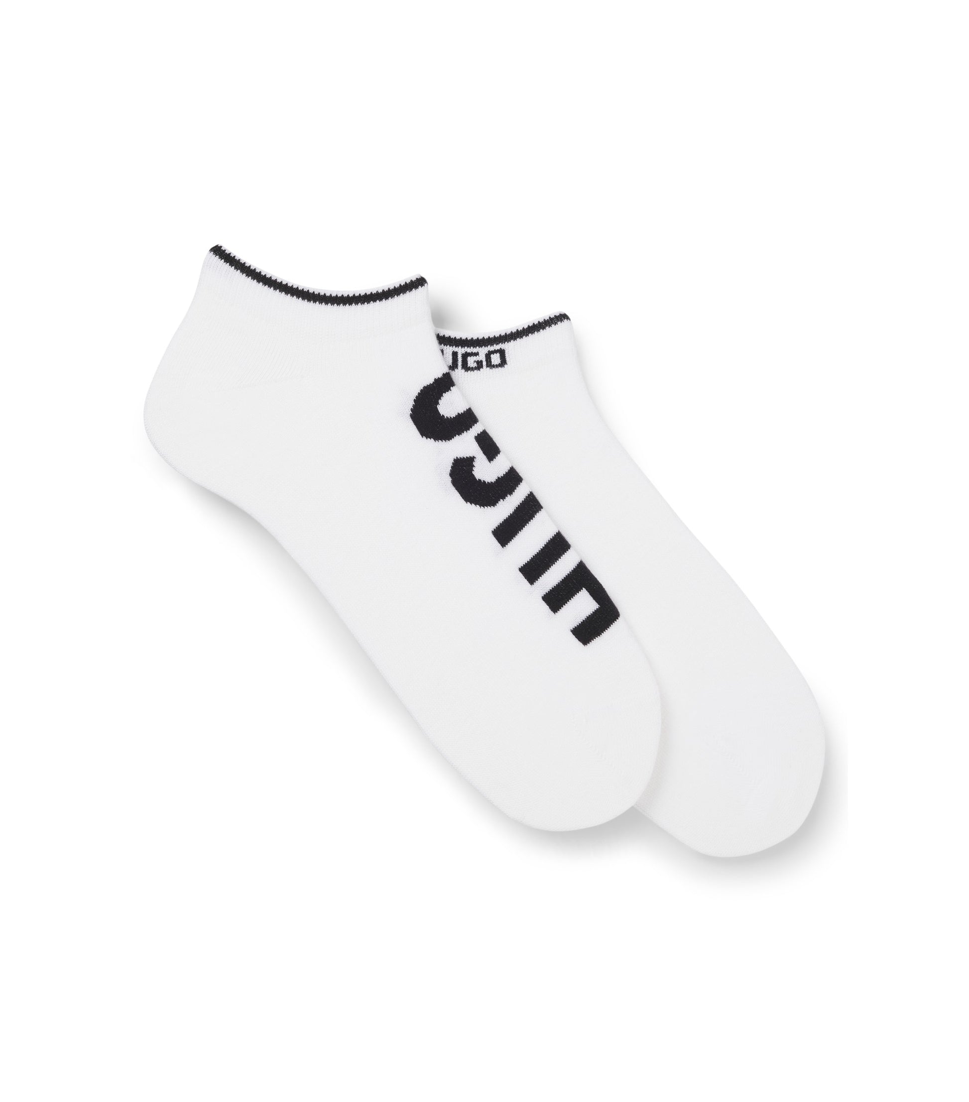 Two-pack of cotton-blend ankle socks with logos