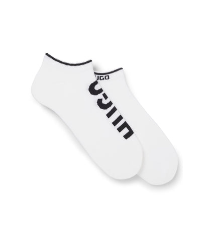 Two-pack of cotton-blend ankle socks with logos