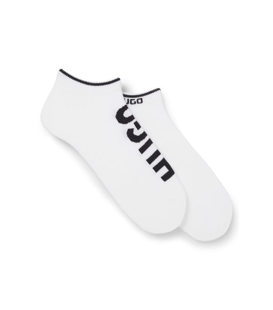 Two-pack of cotton-blend ankle socks with logos
