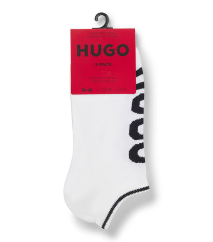 Two-pack of cotton-blend ankle socks with logos