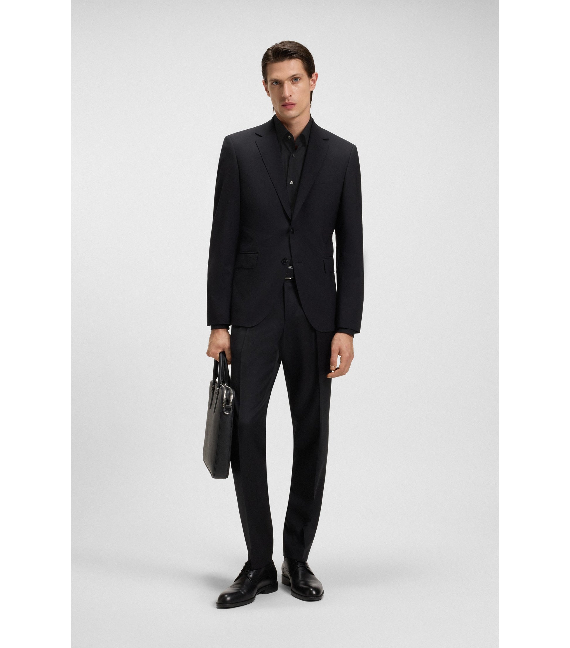 Slim-fit shirt in easy-iron stretch-cotton poplin