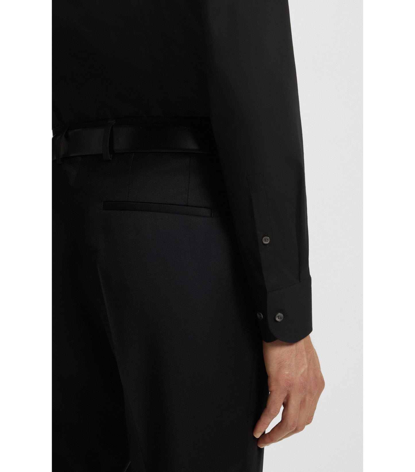 Slim-fit shirt in easy-iron stretch-cotton poplin