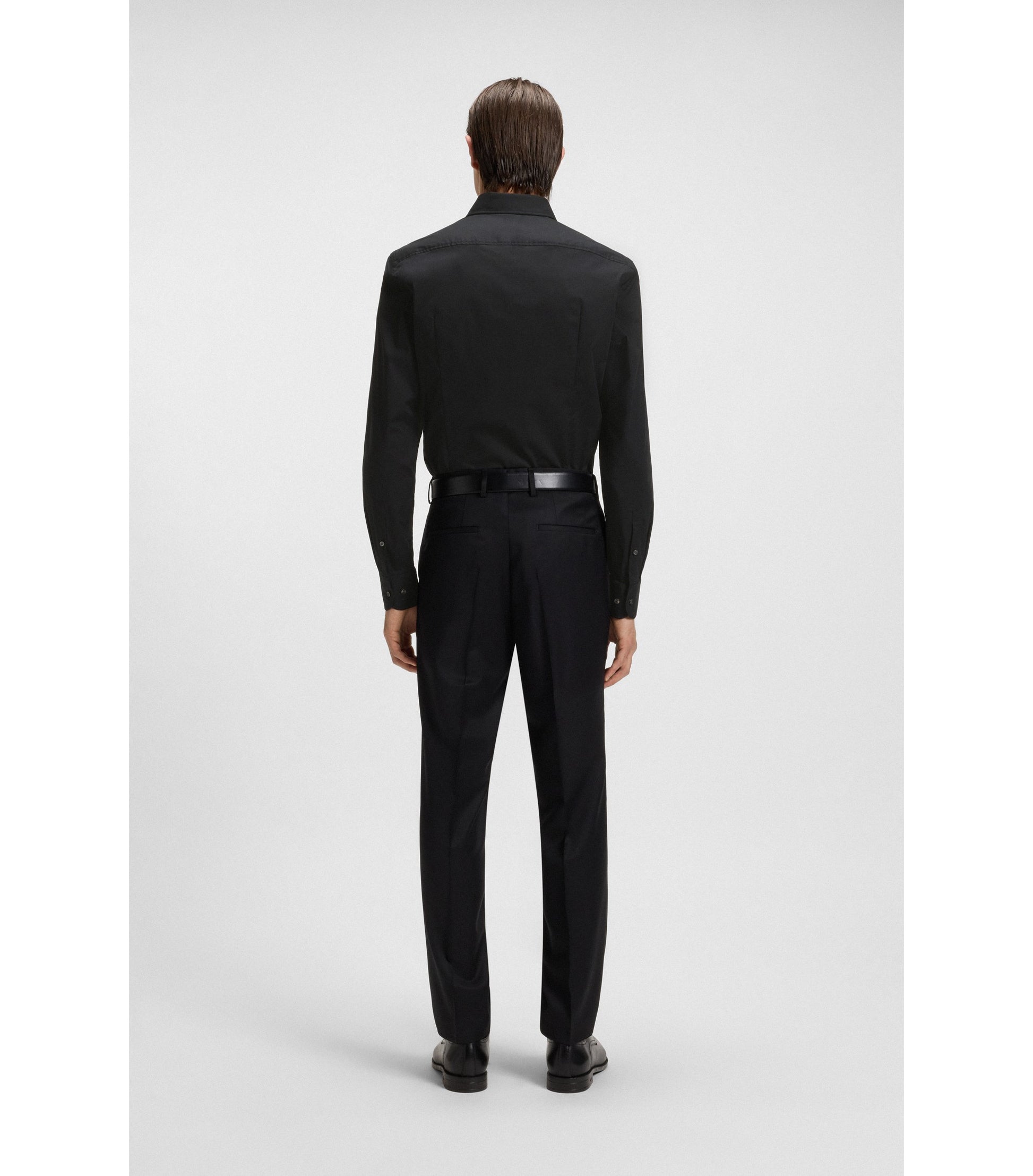 Slim-fit shirt in easy-iron stretch-cotton poplin