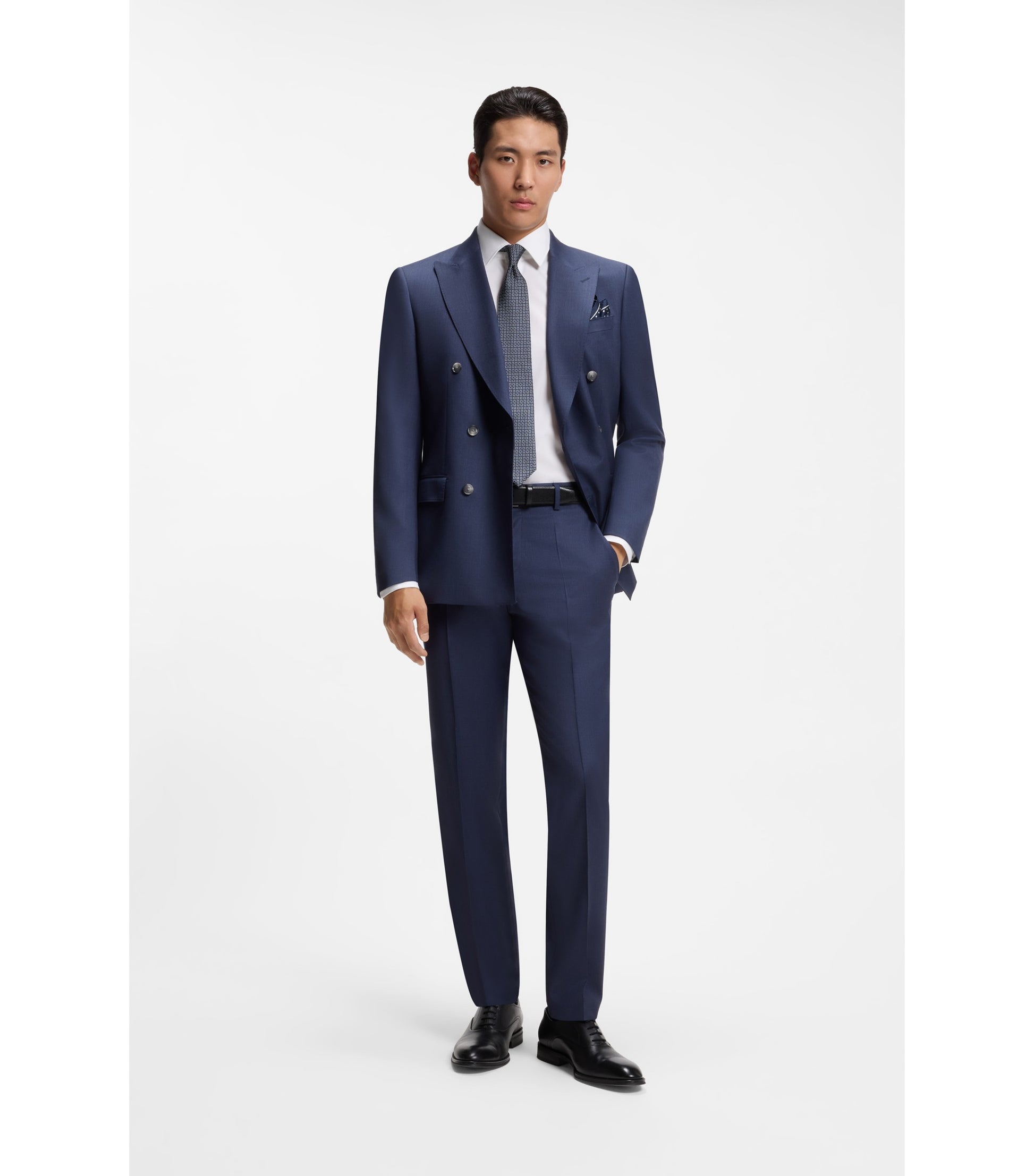 Slim-fit shirt in easy-iron stretch-cotton poplin