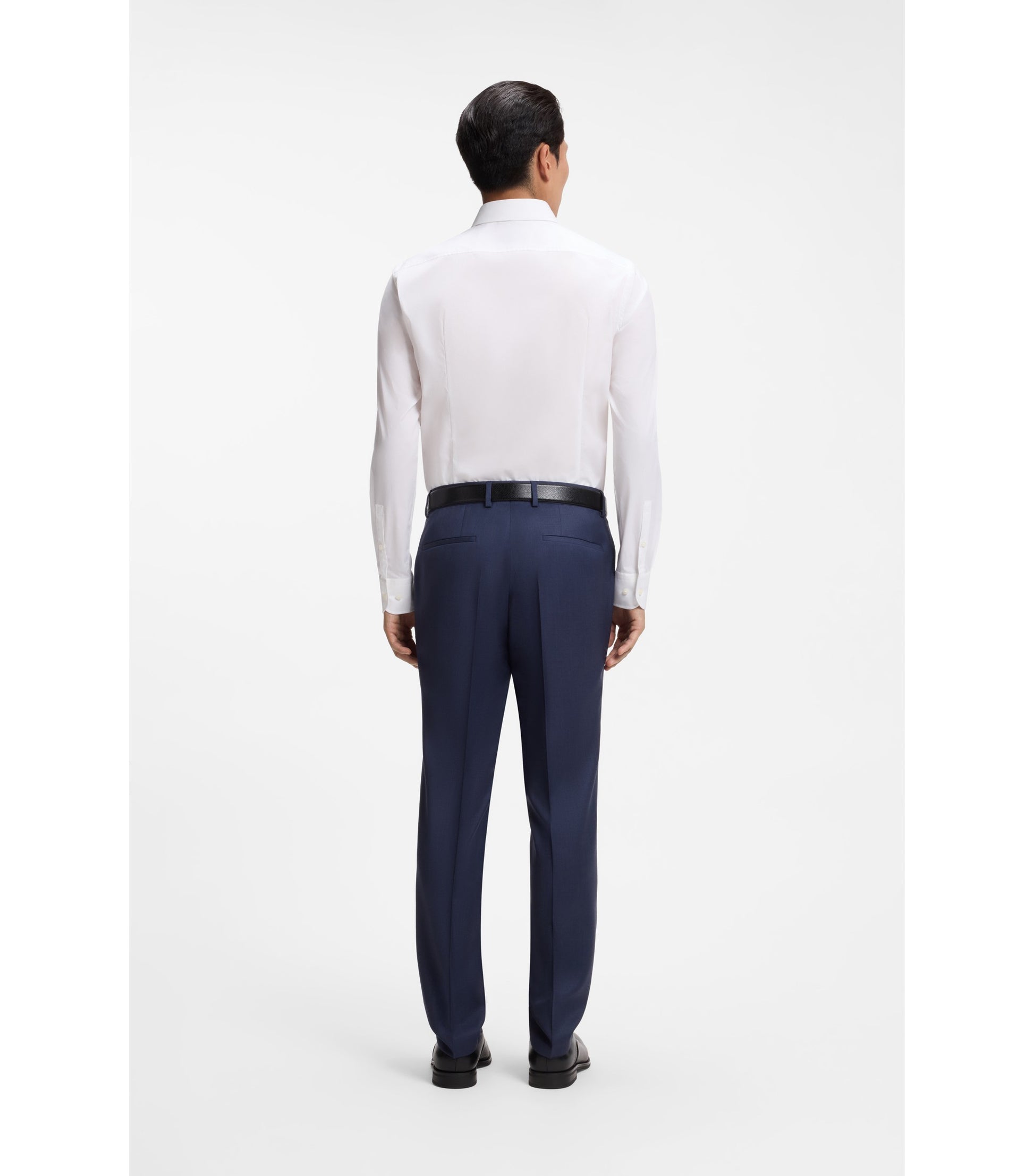 Slim-fit shirt in easy-iron stretch-cotton poplin