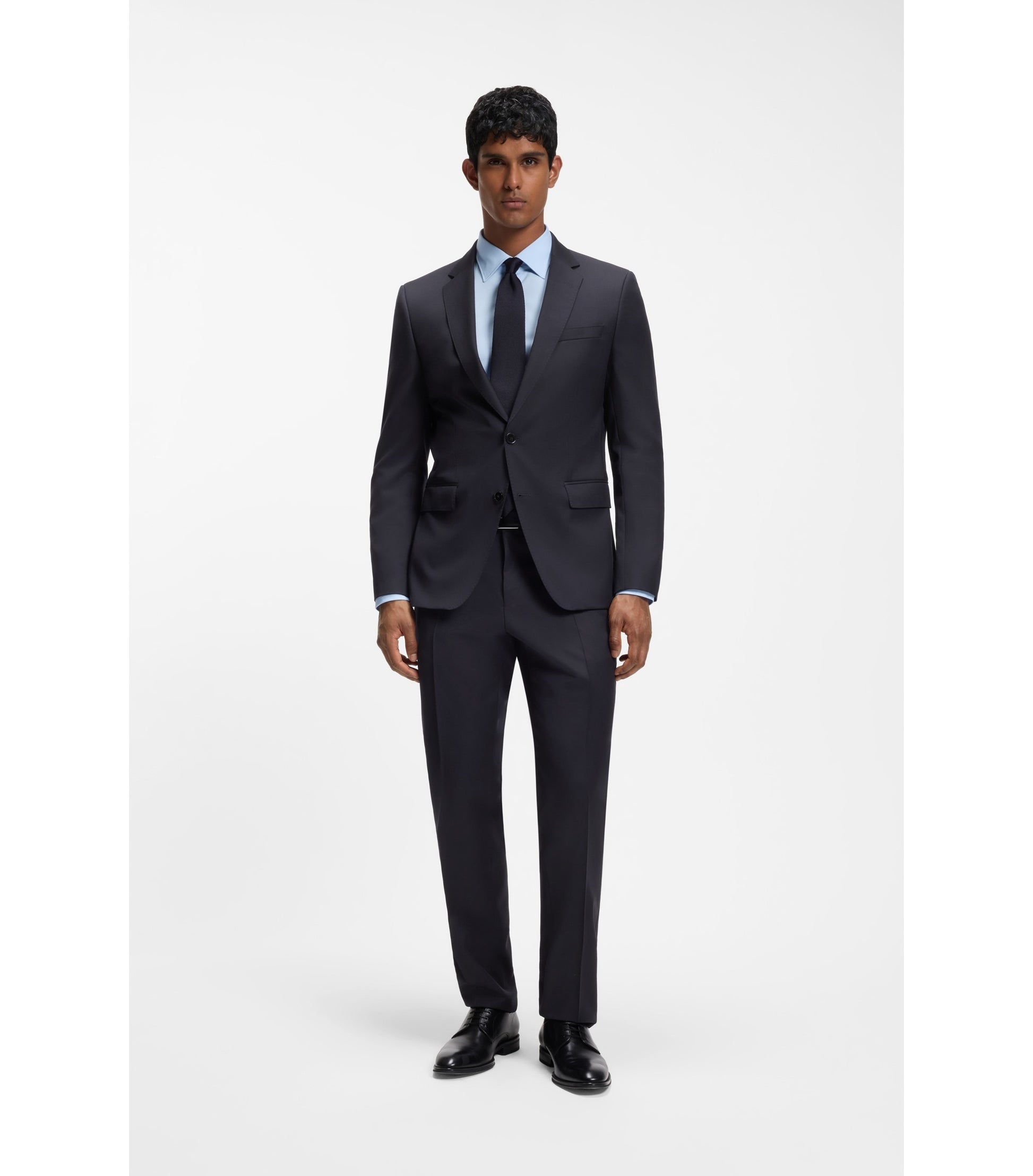 Slim-fit shirt in easy-iron stretch-cotton poplin