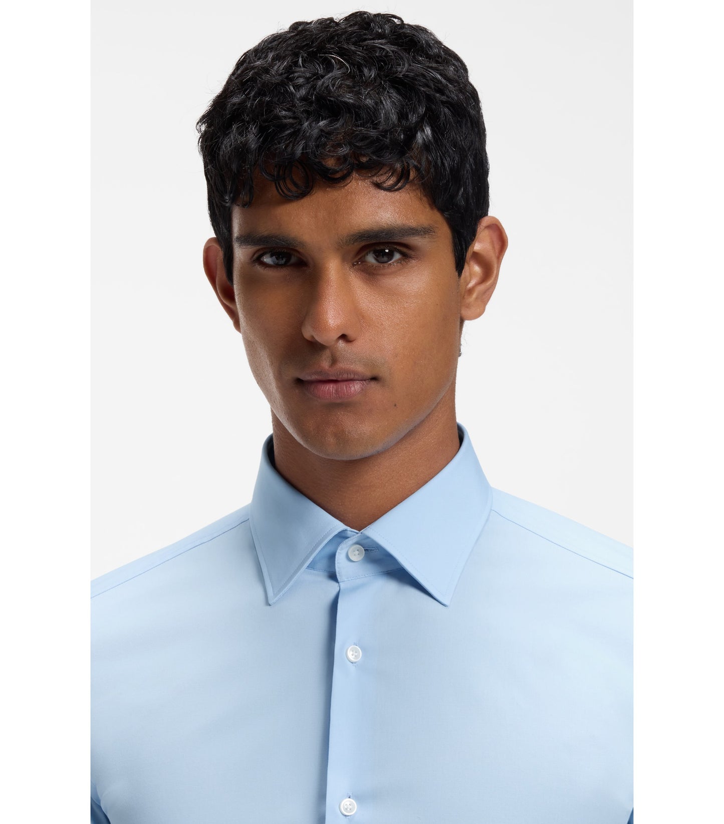 Slim-fit shirt in easy-iron stretch-cotton poplin