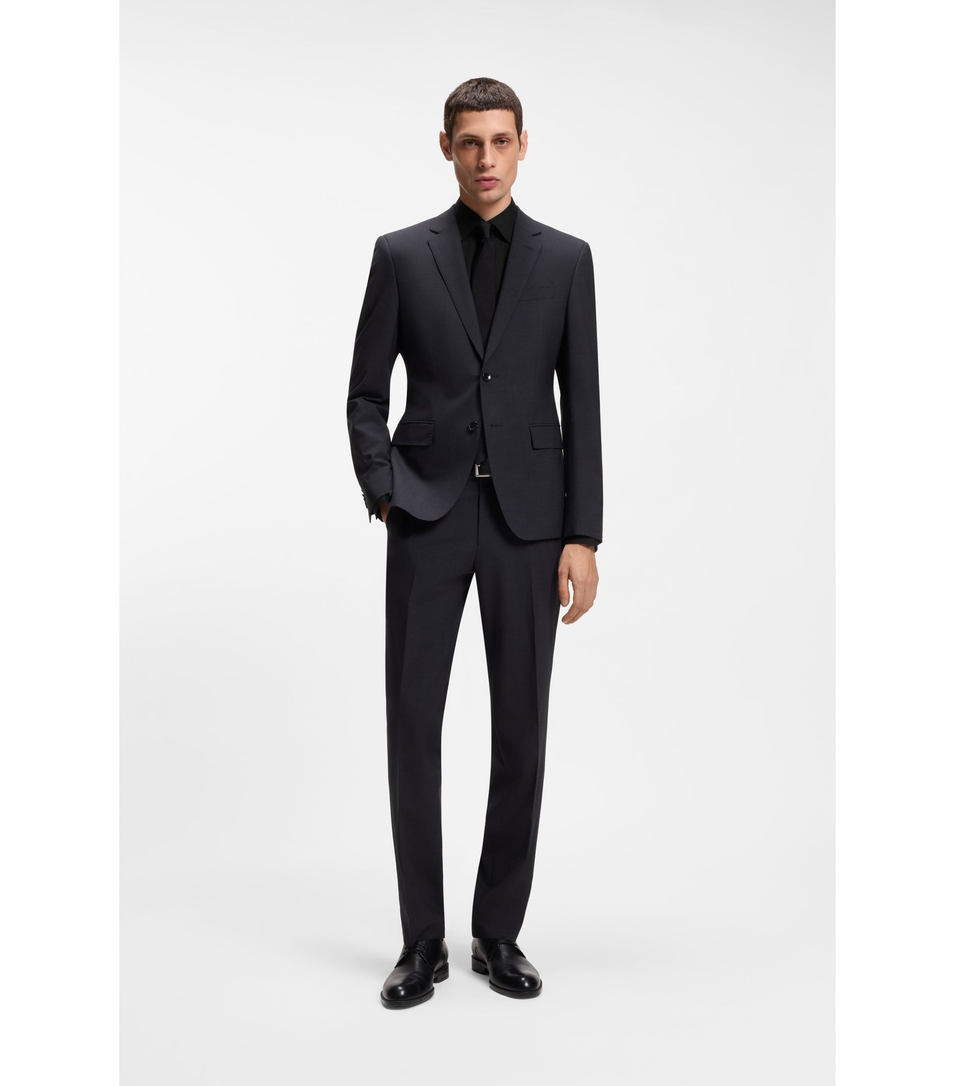 Regular-fit shirt in easy-iron stretch-cotton poplin