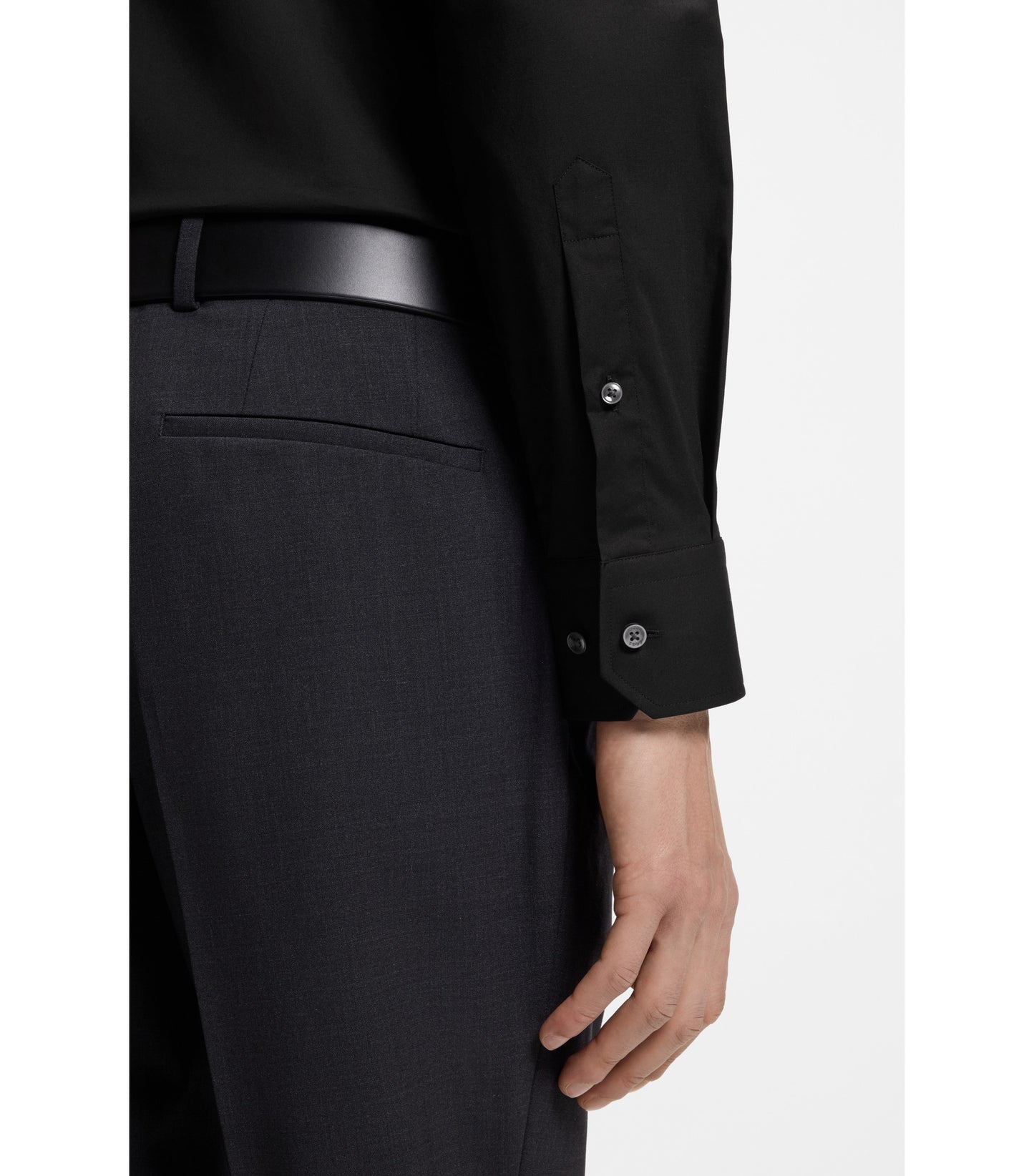 Regular-fit shirt in easy-iron stretch-cotton poplin